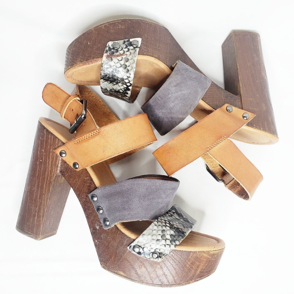 Madden Girl Mixxx Wood Platform Heels 8M